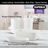 imageSuperio Ribbed Collection  Decorative Plastic Bathroom Accessories Set White Smoke Set of 4 Soap Dish Liquid Dispenser Toothbrush Holder Cup Vanity Organizer Tray  Bathroom Decor GiftWhite