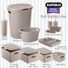 imageSuperio Ribbed Collection  Decorative Plastic Bathroom Accessories Set White Smoke Set of 4 Soap Dish Liquid Dispenser Toothbrush Holder Cup Vanity Organizer Tray  Bathroom Decor GiftTaupe