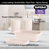imageSuperio Ribbed Collection  Decorative Plastic Bathroom Accessories Set White Smoke Set of 4 Soap Dish Liquid Dispenser Toothbrush Holder Cup Vanity Organizer Tray  Bathroom Decor GiftEco Friendly