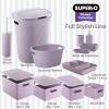 imageSuperio Ribbed Collection  Decorative Plastic Bathroom Accessories Set White Smoke Set of 4 Soap Dish Liquid Dispenser Toothbrush Holder Cup Vanity Organizer Tray  Bathroom Decor GiftLilac