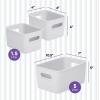imageSuperio Ribbed Collection  Decorative Plastic Open Home Storage Bins Organizer Baskets White Set of 3 1 Medium 2 Small  Container Boxes for Organizing Closet Shelves Drawer ShelfWhite Smoke