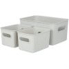 imageSuperio Ribbed Collection  Decorative Plastic Open Home Storage Bins Organizer Baskets White Set of 3 1 Medium 2 Small  Container Boxes for Organizing Closet Shelves Drawer ShelfWhite Smoke