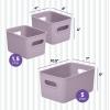 imageSuperio Ribbed Collection  Decorative Plastic Open Home Storage Bins Organizer Baskets White Set of 3 1 Medium 2 Small  Container Boxes for Organizing Closet Shelves Drawer ShelfLilac