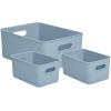 imageSuperio Ribbed Collection  Decorative Plastic Open Home Storage Bins Organizer Baskets White Set of 3 1 Medium 2 Small  Container Boxes for Organizing Closet Shelves Drawer ShelfBlue