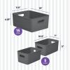 imageSuperio Ribbed Collection  Decorative Plastic Open Home Storage Bins Organizer Baskets White Set of 3 1 Medium 2 Small  Container Boxes for Organizing Closet Shelves Drawer ShelfGrey