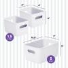 imageSuperio Ribbed Collection  Decorative Plastic Open Home Storage Bins Organizer Baskets White Set of 3 1 Medium 2 Small  Container Boxes for Organizing Closet Shelves Drawer ShelfWhite