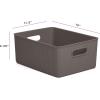 imageSuperio Ribbed Collection  Decorative Plastic Open Home Storage Bins Organizer Baskets White Set of 3 1 Medium 2 Small  Container Boxes for Organizing Closet Shelves Drawer ShelfBrown