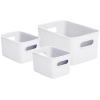 imageSuperio Ribbed Collection  Decorative Plastic Open Home Storage Bins Organizer Baskets White Set of 3 1 Medium 2 Small  Container Boxes for Organizing Closet Shelves Drawer ShelfWhite