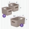 imageSuperio Ribbed Collection  Decorative Plastic Open Home Storage Bins Organizer Baskets White Set of 3 1 Medium 2 Small  Container Boxes for Organizing Closet Shelves Drawer ShelfTaupe
