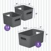imageSuperio Ribbed Collection  Decorative Plastic Open Home Storage Bins Organizer Baskets White Set of 3 1 Medium 2 Small  Container Boxes for Organizing Closet Shelves Drawer ShelfGrey
