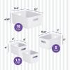 imageSuperio Ribbed Collection  Decorative Plastic Open Home Storage Bins Organizer Baskets White Set of 3 1 Medium 2 Small  Container Boxes for Organizing Closet Shelves Drawer ShelfWhite