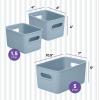 imageSuperio Ribbed Collection  Decorative Plastic Open Home Storage Bins Organizer Baskets White Set of 3 1 Medium 2 Small  Container Boxes for Organizing Closet Shelves Drawer ShelfBlue