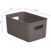 imageSuperio Ribbed Collection  Decorative Plastic Open Home Storage Bins Organizer Baskets White Set of 3 1 Medium 2 Small  Container Boxes for Organizing Closet Shelves Drawer ShelfBrown
