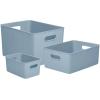 imageSuperio Ribbed Collection  Decorative Plastic Open Home Storage Bins Organizer Baskets White Set of 3 1 Medium 2 Small  Container Boxes for Organizing Closet Shelves Drawer ShelfBlue