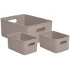 imageSuperio Ribbed Collection  Decorative Plastic Open Home Storage Bins Organizer Baskets White Set of 3 1 Medium 2 Small  Container Boxes for Organizing Closet Shelves Drawer ShelfTaupe