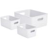 imageSuperio Ribbed Collection  Decorative Plastic Open Home Storage Bins Organizer Baskets White Set of 3 1 Medium 2 Small  Container Boxes for Organizing Closet Shelves Drawer ShelfWhite