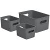 imageSuperio Ribbed Collection  Decorative Plastic Open Home Storage Bins Organizer Baskets White Set of 3 1 Medium 2 Small  Container Boxes for Organizing Closet Shelves Drawer ShelfGrey