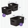 imageSuperio Ribbed Collection  Decorative Plastic Open Home Storage Bins Organizer Baskets White Set of 3 1 Medium 2 Small  Container Boxes for Organizing Closet Shelves Drawer ShelfBrown