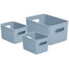 imageSuperio Ribbed Collection  Decorative Plastic Open Home Storage Bins Organizer Baskets White Set of 3 1 Medium 2 Small  Container Boxes for Organizing Closet Shelves Drawer ShelfBlue