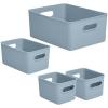 imageSuperio Ribbed Collection  Decorative Plastic Open Home Storage Bins Organizer Baskets White Set of 3 1 Medium 2 Small  Container Boxes for Organizing Closet Shelves Drawer ShelfBlue