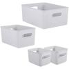 imageSuperio Ribbed Collection  Decorative Plastic Open Home Storage Bins Organizer Baskets White Set of 3 1 Medium 2 Small  Container Boxes for Organizing Closet Shelves Drawer ShelfWhite Smoke