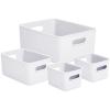 imageSuperio Ribbed Collection  Decorative Plastic Open Home Storage Bins Organizer Baskets White Set of 3 1 Medium 2 Small  Container Boxes for Organizing Closet Shelves Drawer ShelfWhite