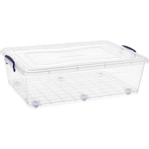 imageSuperio 44 Qt Clear Plastic Storage Bin with Lid and Wheels NonToxic BPA Free Odor Free Organizer Storage Box Stackable Plastic Tote for Home Garage Closet2675x1825x75Wheeled
