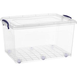 imageSuperio 44 Qt Clear Plastic Storage Bin with Lid and Wheels NonToxic BPA Free Odor Free Organizer Storage Box Stackable Plastic Tote for Home Garage Closet215x145x1175Wheeled
