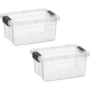 imageSuperio Clear Storage Boxes with Lids 875 Quart Plastic Container Bins for Organizing Stackable Crates BPA Free Non Toxic Odor Free Organizers for Home Office School and Dorm 2 Pack2 Quart
