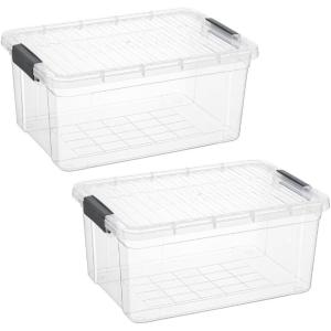 imageSuperio Clear Storage Boxes with Lids 875 Quart Plastic Container Bins for Organizing Stackable Crates BPA Free Non Toxic Odor Free Organizers for Home Office School and Dorm 2 Pack36 Quart
