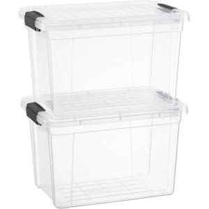 imageSuperio Clear Storage Boxes with Lids 875 Quart Plastic Container Bins for Organizing Stackable Crates BPA Free Non Toxic Odor Free Organizers for Home Office School and Dorm 2 Pack875 Quart