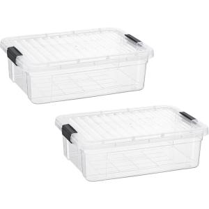 imageSuperio Clear Storage Boxes with Lids 875 Quart Plastic Container Bins for Organizing Stackable Crates BPA Free Non Toxic Odor Free Organizers for Home Office School and Dorm 2 Pack74 Qt