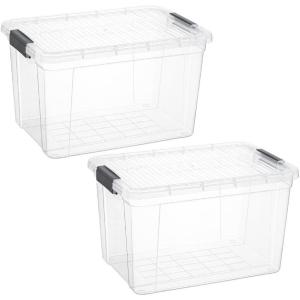 imageSuperio Clear Storage Boxes with Lids 875 Quart Plastic Container Bins for Organizing Stackable Crates BPA Free Non Toxic Odor Free Organizers for Home Office School and Dorm 2 Pack1425 Quart