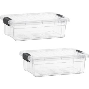 imageSuperio Clear Storage Boxes with Lids 875 Quart Plastic Container Bins for Organizing Stackable Crates BPA Free Non Toxic Odor Free Organizers for Home Office School and Dorm 2 Pack25 Quart