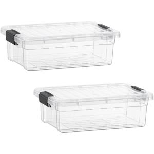 imageSuperio Clear Storage Boxes with Lids 875 Quart Plastic Container Bins for Organizing Stackable Crates BPA Free Non Toxic Odor Free Organizers for Home Office School and Dorm 2 Pack45 Quart