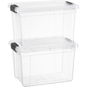 imageSuperio Clear Storage Boxes with Lids 875 Quart Plastic Container Bins for Organizing Stackable Crates BPA Free Non Toxic Odor Free Organizers for Home Office School and Dorm 2 Pack475 Qt