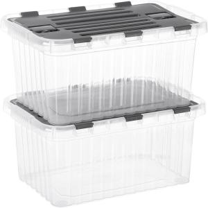 imageSuperio Clear Storage Boxes with Lids 875 Quart Plastic Container Bins for Organizing Stackable Crates BPA Free Non Toxic Odor Free Organizers for Home Office School and Dorm 2 Pack17x1165x875