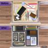 imageSuperio Decorative Plastic Desk Drawer Organizer Tray White Set of 4 Open Home Storage Bins Organizer Baskets for Organizing Closet Shelves Drawer Shelf GreyGrey