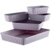 imageSuperio Decorative Plastic Desk Drawer Organizer Tray White Set of 4 Open Home Storage Bins Organizer Baskets for Organizing Closet Shelves Drawer Shelf GreyLilac