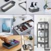 imageSuperio Decorative Plastic Desk Drawer Organizer Tray White Set of 4 Open Home Storage Bins Organizer Baskets for Organizing Closet Shelves Drawer Shelf GreyGrey