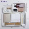 imageSuperio Decorative Plastic Desk Drawer Organizer Tray White Set of 4 Open Home Storage Bins Organizer Baskets for Organizing Closet Shelves Drawer Shelf GreyWhite