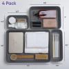 imageSuperio Decorative Plastic Desk Drawer Organizer Tray White Set of 4 Open Home Storage Bins Organizer Baskets for Organizing Closet Shelves Drawer Shelf GreyGrey