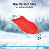 imageSuperio Pack of 2 Toboggan Snow Sleds for Kids and Adults 37quot Plastic Sleds with Pull Ropes and HandlesGreen