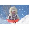 imageSuperio Pack of 2 Toboggan Snow Sleds for Kids and Adults 37quot Plastic Sleds with Pull Ropes and HandlesRedBlue