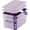 imageSuperio Ribbed Collection  Decorative Plastic Lidded Home Storage Bins Organizer Baskets Large Lilac Purple 1 Pack  15 Liter Stackable Container Box for Organizing Closet Shelves Drawer ShelfMedium 5 Liter