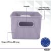 imageSuperio Ribbed Collection  Decorative Plastic Lidded Home Storage Bins Organizer Baskets Large Lilac Purple 1 Pack  15 Liter Stackable Container Box for Organizing Closet Shelves Drawer ShelfMedium 5 Liter