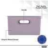 imageSuperio Ribbed Collection  Decorative Plastic Lidded Home Storage Bins Organizer Baskets Large Lilac Purple 1 Pack  15 Liter Stackable Container Box for Organizing Closet Shelves Drawer ShelfLarge 15 Liter