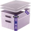 imageSuperio Ribbed Collection  Decorative Plastic Lidded Home Storage Bins Organizer Baskets Large Lilac Purple 1 Pack  15 Liter Stackable Container Box for Organizing Closet Shelves Drawer ShelfLarge 15 Liter