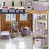 imageSuperio Ribbed Collection  Decorative Plastic Lidded Home Storage Bins Organizer Baskets Large Lilac Purple 1 Pack  15 Liter Stackable Container Box for Organizing Closet Shelves Drawer ShelfLarge 15 Liter