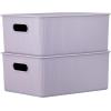 imageSuperio Ribbed Collection  Decorative Plastic Lidded Home Storage Bins Organizer Baskets Large Lilac Purple 1 Pack  15 Liter Stackable Container Box for Organizing Closet Shelves Drawer ShelfLarge 15 Liter